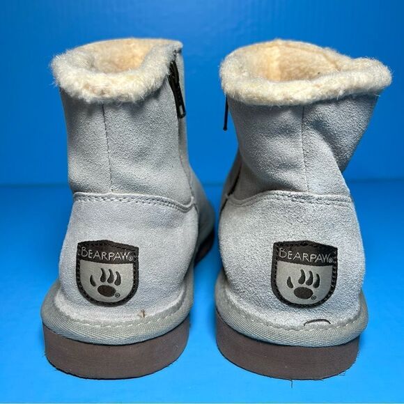 Bearpaw Womens Norah Suede Mid Side Zip Light Grey Boots 7 - Picture 4 of 11